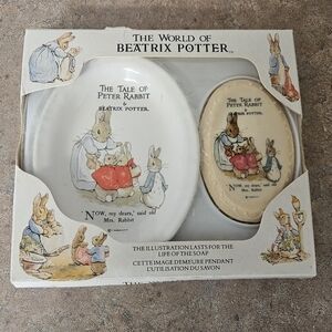 Tale of Peter Rabbit Beatrix Potter 5" x 3.5" Soap Dish & Soap NIB 1988
